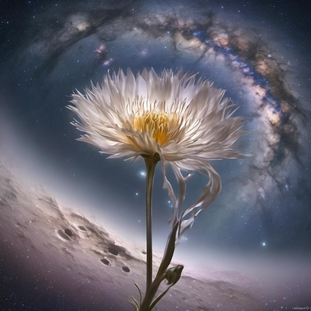 Photo a flower with the word  dandelion  on the side of the moon