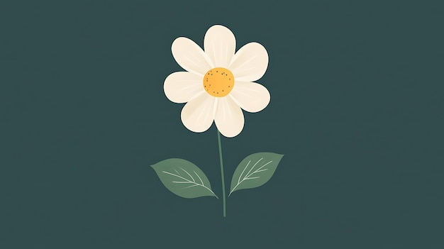 Photo a flower with a yellow center is drawn on a green background