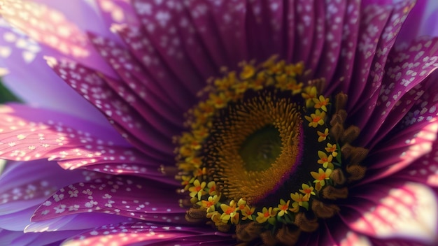 A flower with yellow and purple petals and a yellow center