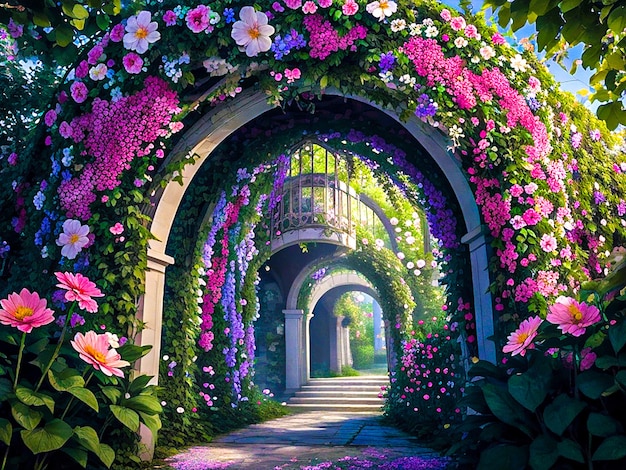 A flowercovered to a secret garden