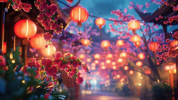 Photo a flowered walkway with pink flowers and a pink flower in the background