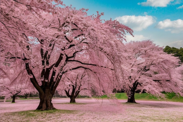 Flowering cherry blossom trees in full bloom 1