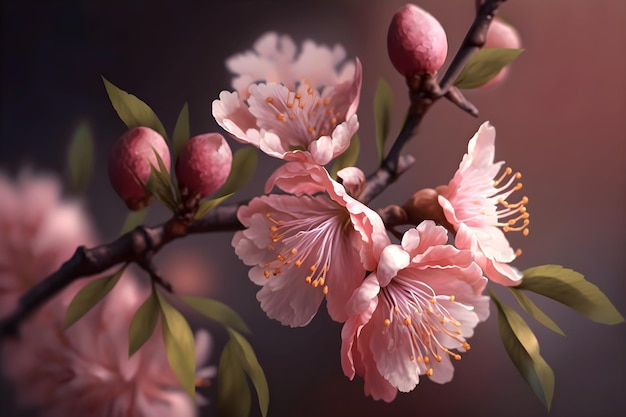 Flowering sakura tree branch Generative AI