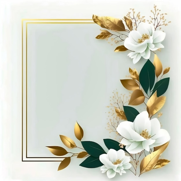 Flowers background Floral composition 3D flowers Golden for wedding invitation