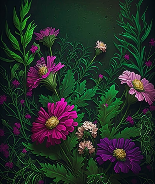 Flowers background in the style of decorative backgrounds realistic yet romantic