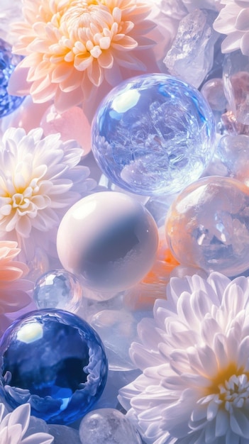 Flowers and beautiful gems