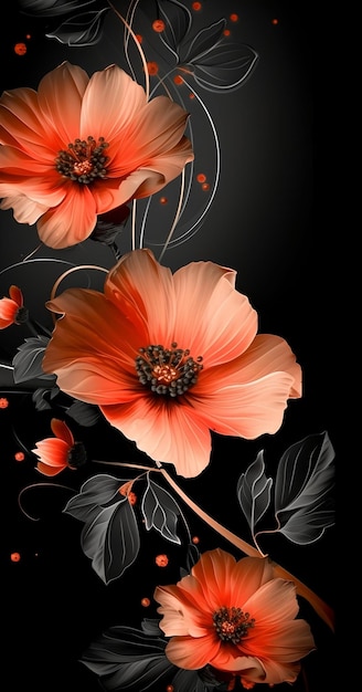 Flowers black background wallpaper for phone