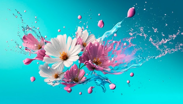 Flowers in a blue background