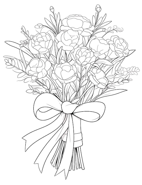 Photo flowers bouquet floral coloring page for adults