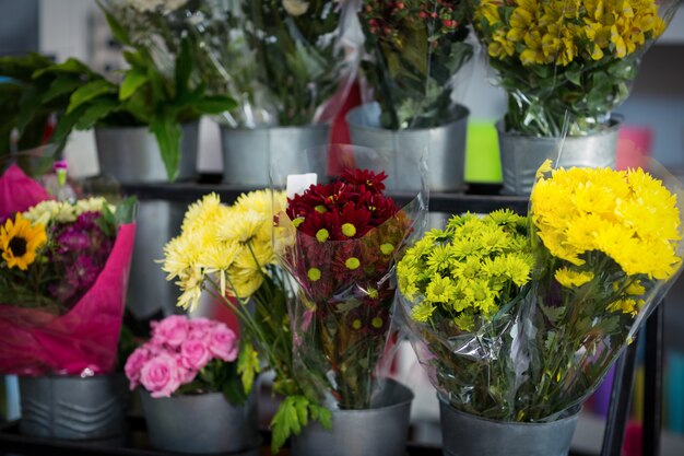 Flowers bouquet in florist shop