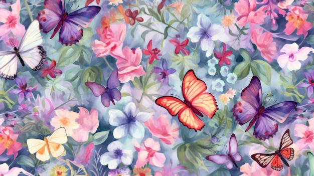 Flowers and Butterflies Pattern