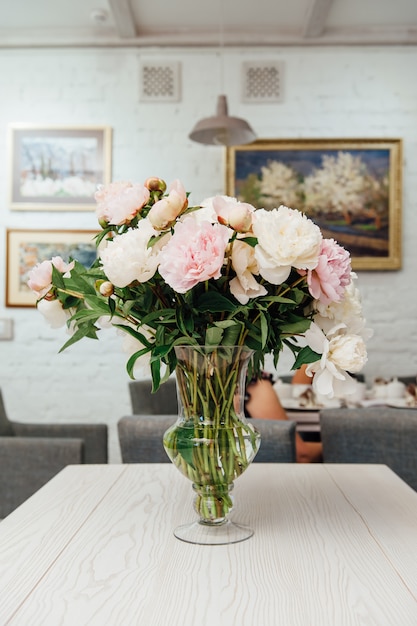 Flowers of colored peonies