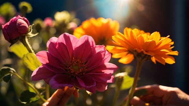 Flowers colorful with solar light