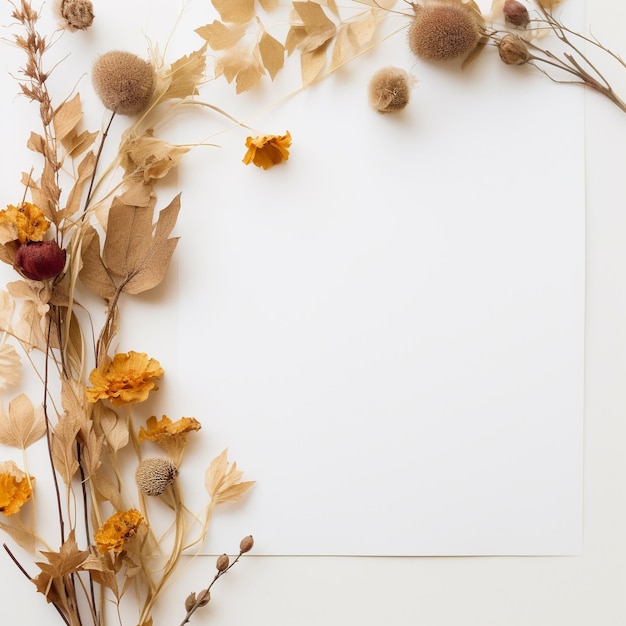 Flowers composition frame made of dried flowers