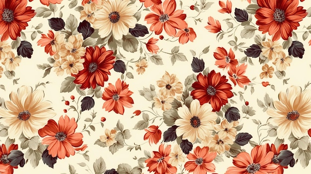 Flowers on a cream colored background Generative AI