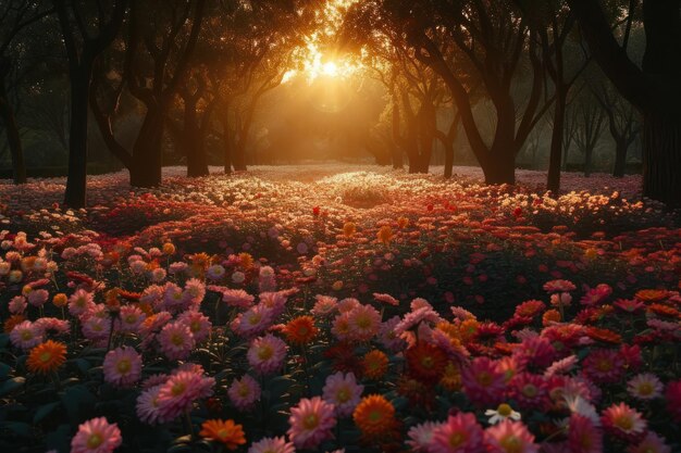 Flowers field light landscape sunlight