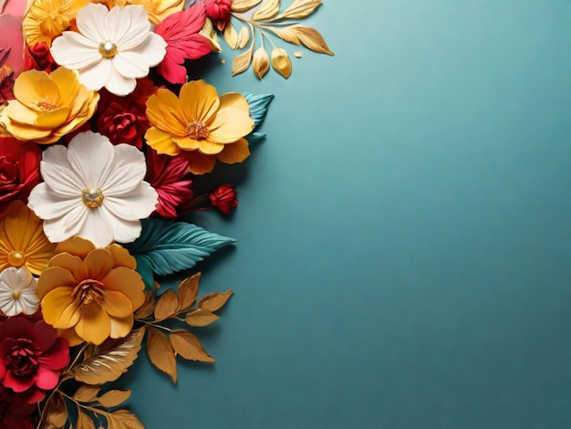 Flowers frame with gradient background