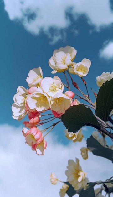 Flowers in front of a blue sky