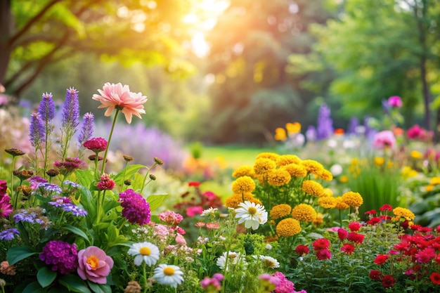 Photo flowers garden or park blurred nature background outdoor