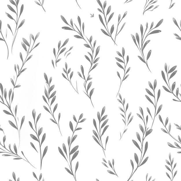 Flowers leaves and plants pattern in blackandwhitePencil hand drawn botanical seamless pattern