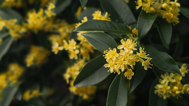 Photo flowers of osmanthus fragrans blooming in garden