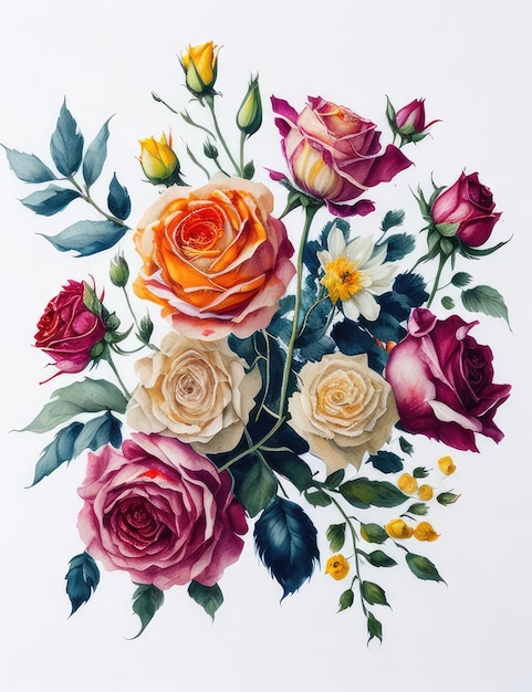 Flowers painted in oil on canvas Generative AI