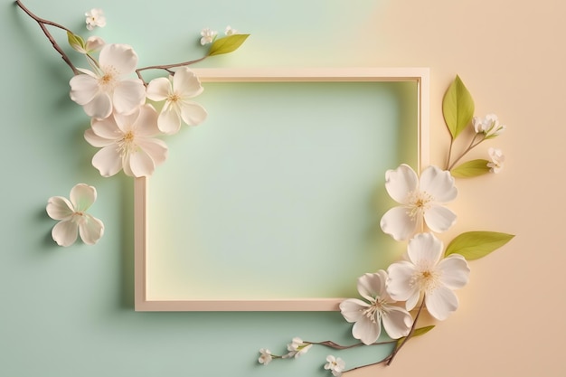 Flowers on a pastel background with a frame for text