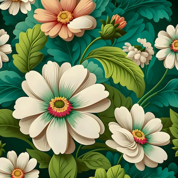 Flowers pattern pastel colors illustartion