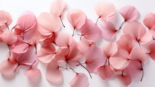 flowers petals on white background