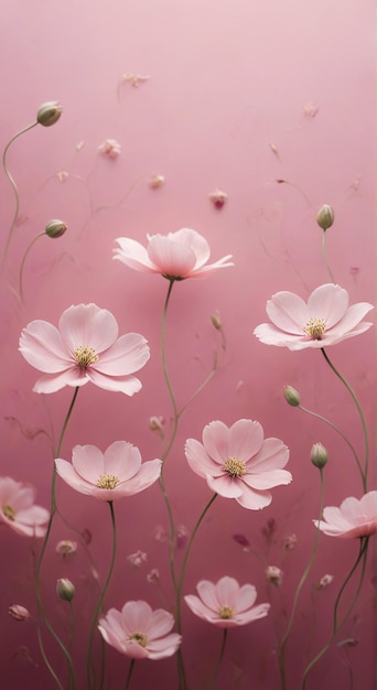 flowers on a pink background