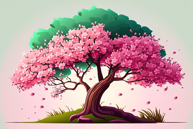 Flowers on a pink tree in the spring