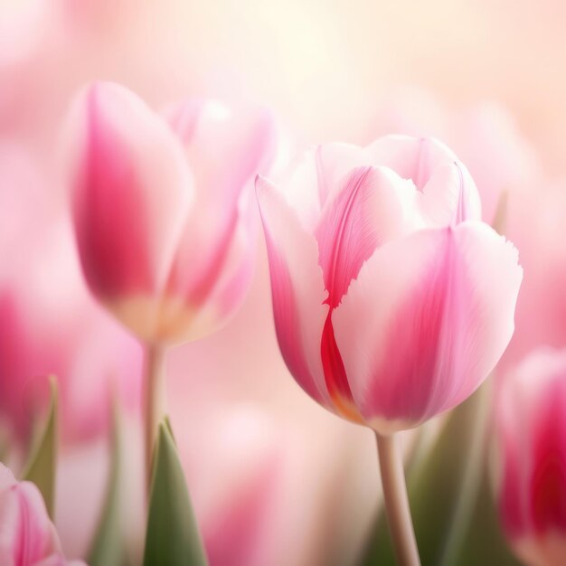 Flowers pink tulip bouquet on matching background