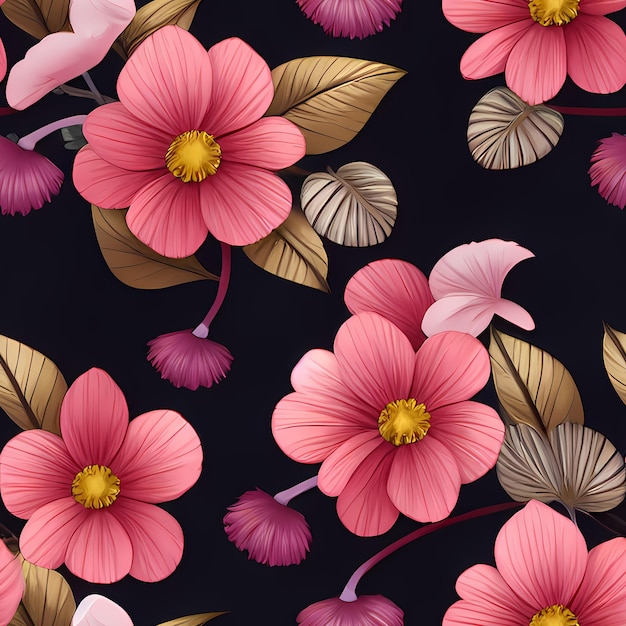 Flowers Repeating pattern seamless all over print surface tile for floral wallpapers Generative AI for textile design blanket cushion curtains clothing