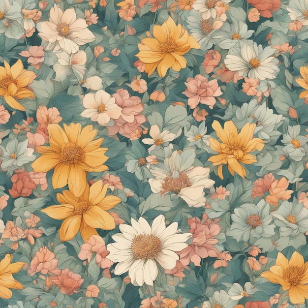 A flowers seamless patten digital art background