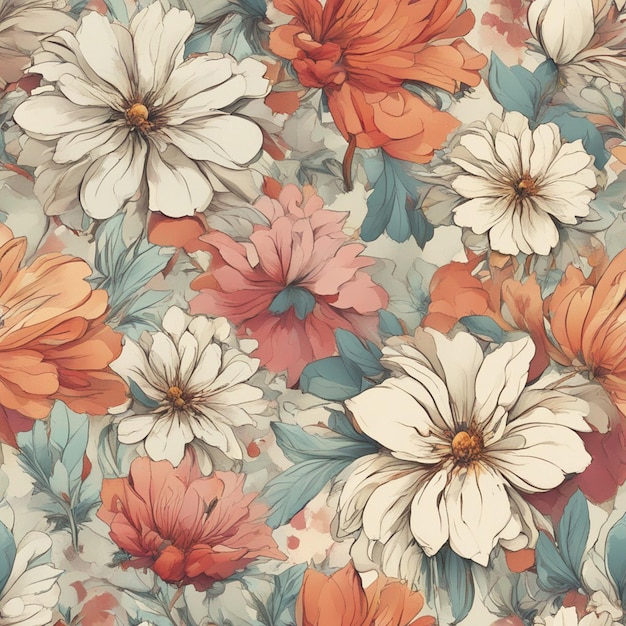 A flowers seamless patten digital art background