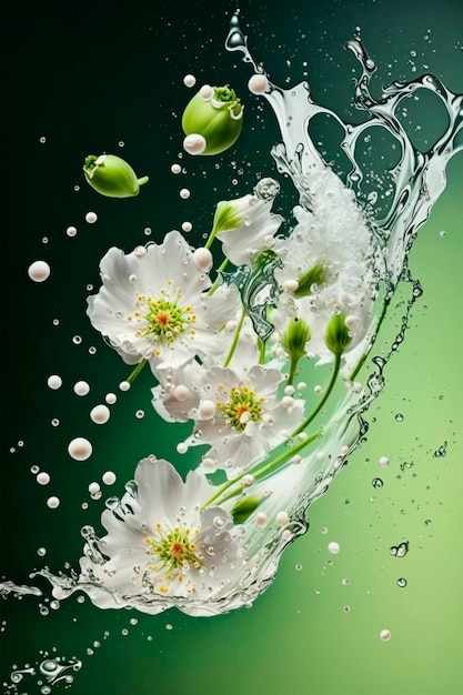 Flowers splash beautiful postcard or place for a subject Generative AI