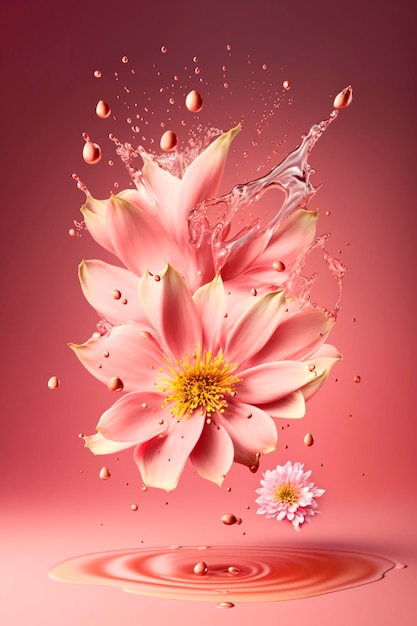 Flowers splash beautiful postcard or place for a subject Generative AI