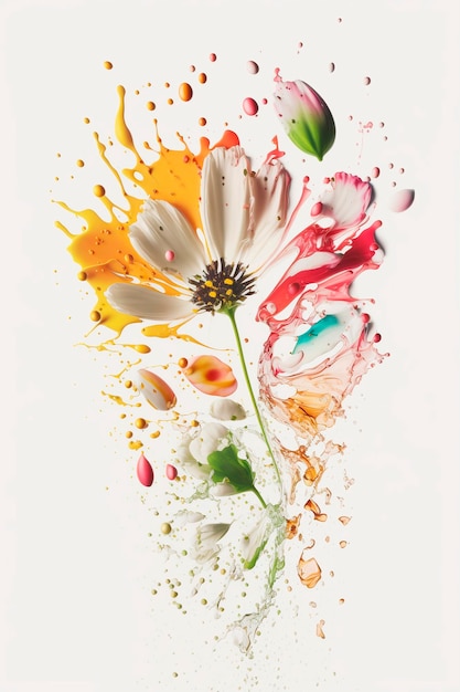 Flowers splash beautiful postcard or place for a subject Generative AI