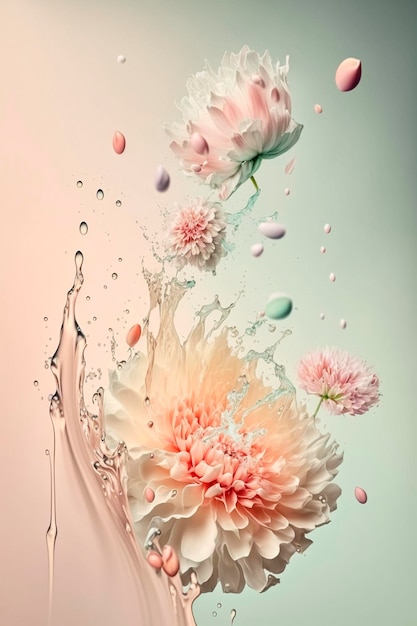 Flowers splash beautiful postcard or place for a subject Generative AI