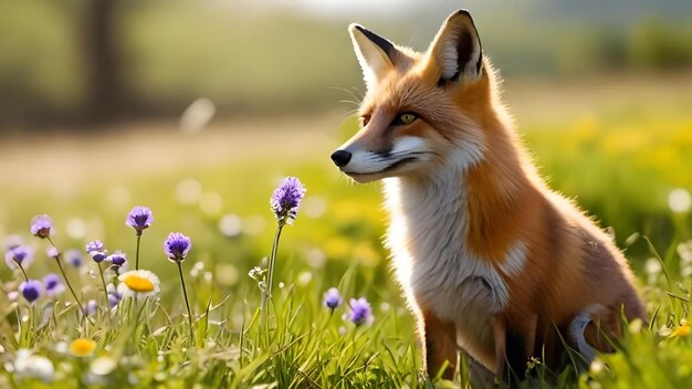 flowers sunny day calm fox