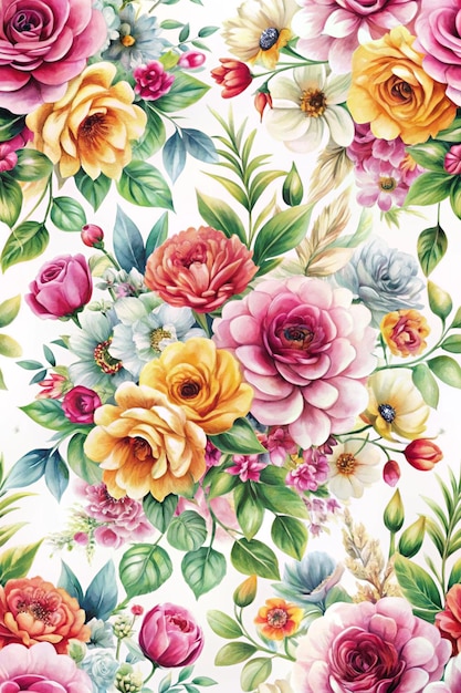 Flowers theme hand painted flowers art backgroundthe fashion of modern painting flower artillustration image printing factory