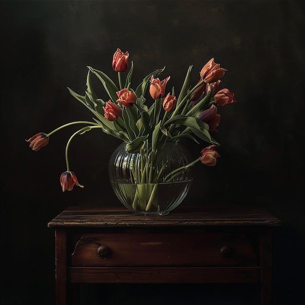 Photo flowers in vase on black background