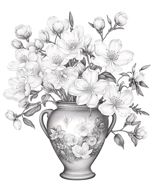 Flowers in a Vase Drawing