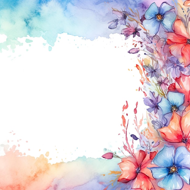 flowers watercolor border background