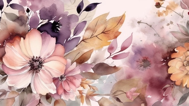 Flowers watercolor illustration AI generated