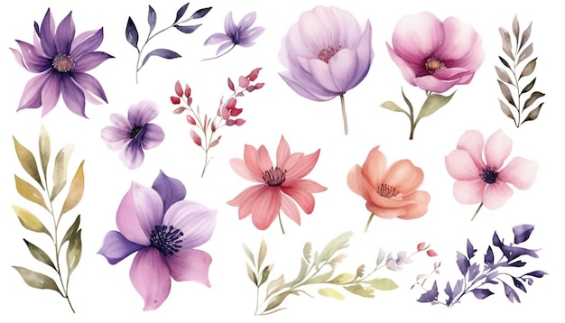 flowers watercolor illustration manual composition