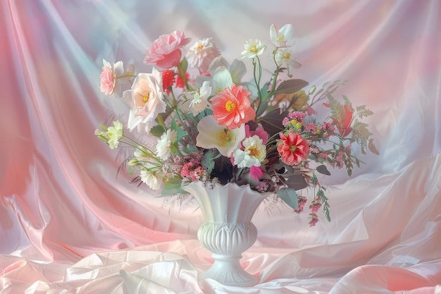 Flowers in white vase