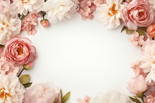 flowers on white with copy space