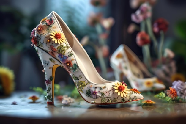 Flowerthemed shoe accessories AI generated