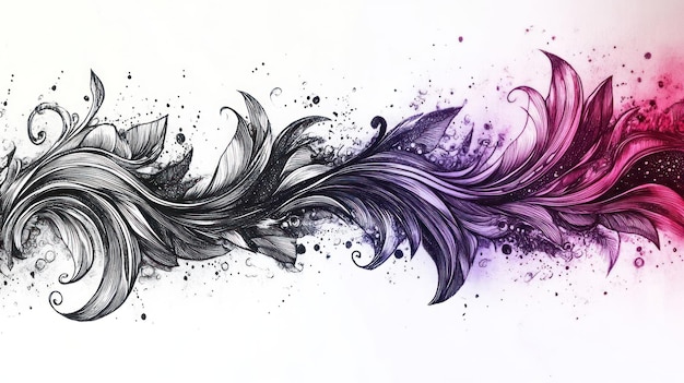 Photo a flowing abstract design featuring intricate floral elements in black and purple hues